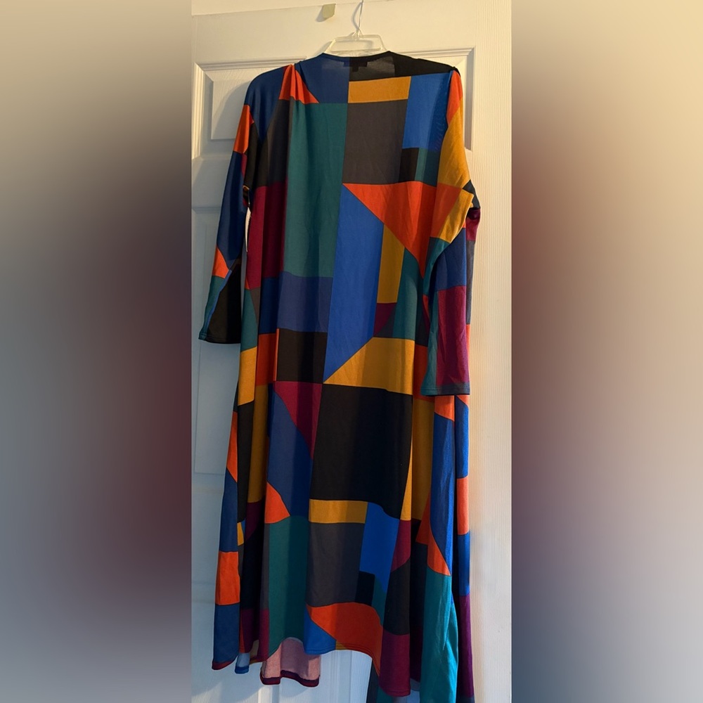 LuLaRoe Sarah Cardigan; Multicolor Geometric - Picture 2 of 4